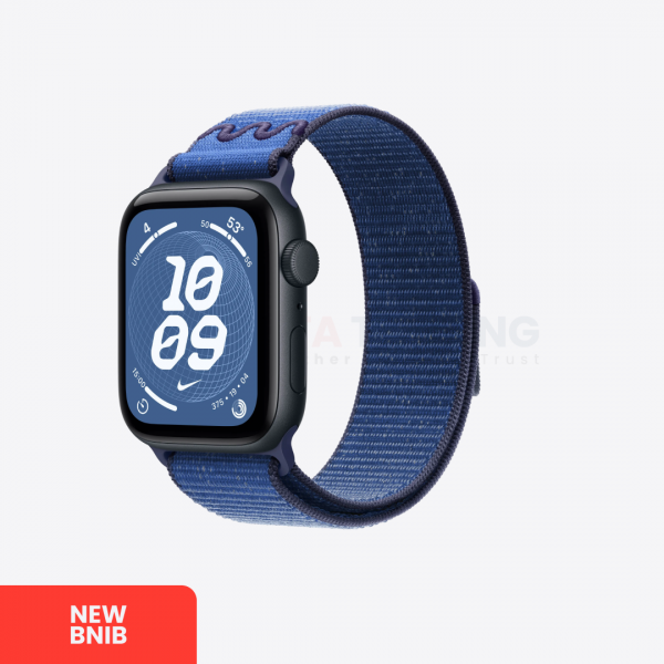 APPLE WATCH SE (Gen 3) 44mm - GPS  |  Midnight Aluminum Case with Blue Ribbon Nike Sport Loop | FL7XN2YXV1 | NEW BNIB